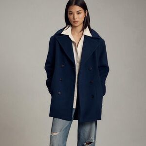 NWT Anthropologie Maeve Double-Breasted Wool-Blend Coat - Size Large